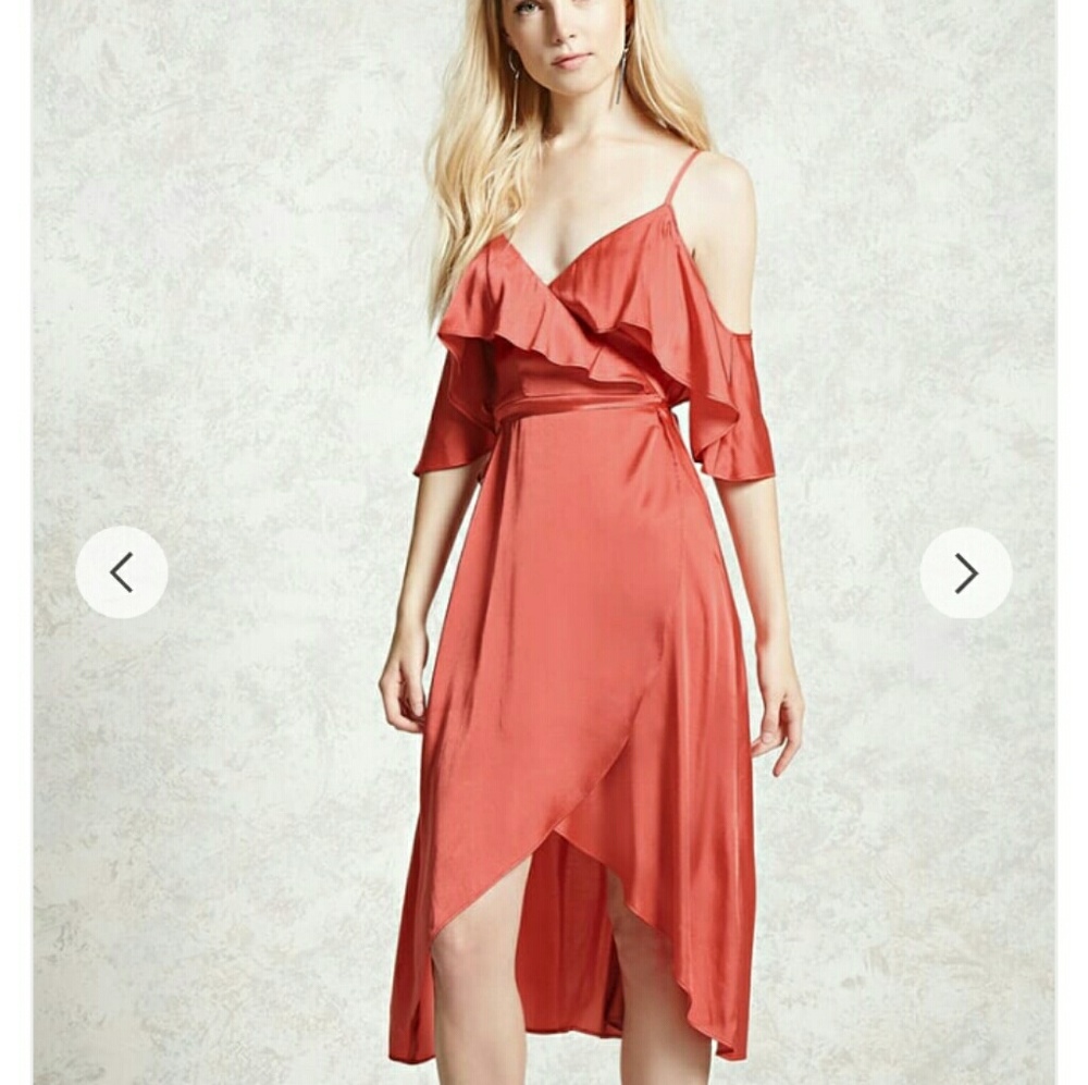 Forever 21 coral wrap dress *Brand New*